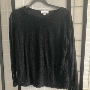 Calvin Klein Black Lace Long Sleeve Top
